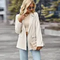 Blazer décontracté beige élégant pour femmes de style professionnel - Abricot / S