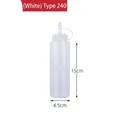 Bottiglia a compressione da 240 ml in plastica bianca traslucida per salse, 15 cm - Stile Tipo 240 / Bianco
