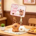 Cartoon bear and baozi magnetic keychain set, matte PVC finish, 4cm height, weighing 67g - Foodie (Capy) / SKU Price for One Pair