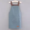 Waterproof kitchen apron in haze blue with H-shaped straps and large double pockets - Simple Blue (Thickened Style)