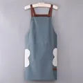 Waterproof kitchen apron in morandi blue with H-back straps and cloud hand towels - Simple Blue (Thickened Hand-wiping Style)