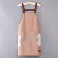 Lotus pink waterproof apron with transparent PVC pocket and cloud-shaped plush details - Simple Pink (Thickened Hand-wiping Style)