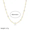 Beaded shell necklace with irregular pearls and gold beads, 40+6cm adjustable length - Pearl Chain - Single Chain