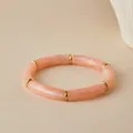 Detail of bohemian pink marble resin tube bracelet with golden spacer beads - Light Pink Marble Style (AB0091-6)