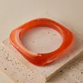 Chic irregular translucent orange marble resin bangle with a retro square design - Vibrant Orange (AB0086-5)