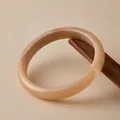 Bohemian amber acrylic bangle with marble texture on vintage wooden stand - Amber Marble Style (AB0093-1)