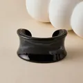 Macro detail of Bohemian resin cuff bracelet with black and white marble ink texture - Black Ink Wash Style (AB0090-14)