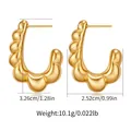 Detailed view of gold C-shape irregular earrings with dimensions and weight info - Scalloped Wave C-Shaped Earrings (KE1492)