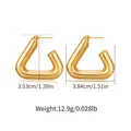 Detailed dimensions of 18K gold chunky triangular hoop earrings showing height and width - Triangle Thick Open Hoop Earrings (KE1496)