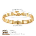 Pulsera de cadena de varias capas en cobre chapado en oro de 18k con cierre de langosta - Estilo Cierre Langosta Cadena Ancha Tres Capas Paralelas (KB0853)