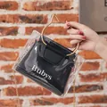Transparent PVC tote with black pouch, gold cat ear handles and fine chain strap - Black