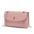 Elegant pink PU leather flap bag with gold chain strap and metallic twist lock closure - Pink