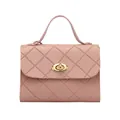 Elegante borsa trapuntata rosa con chiusura a rotazione dorata e manico superiore singolo - Rosa