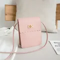 Pale pink vertical mini crossbody phone bag with scalloped flap and gold turn-lock - Pink