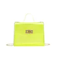 Neon yellow transparent PVC crossbody bag with golden chain strap and metal lock - Green