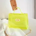 Borsa jelly trasparente giallo neon con catena dorata e chiusura a girello in metallo - Giallo