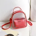 Mini red frosted transparent backpack with inner pouch and Little Beauty print - Red