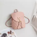 Mini zaino rosa trapuntato con anello a orecchie di gatto e ciondoli di perle - Rosa