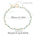 Détail du collier de perles turquoise avec chaîne de 40 cm, extension de 6 cm et fermoir mousqueton - Perles Turquoise Bleu Ciel (KN0289-2)
