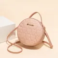 Borsa a mano rotonda rosa cipria con trapuntatura a cuore e tracolla dorata - 18*19*8.5 / Rosa