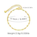 Detail view of gold beaded bracelet with dimensions: 17.5cm chain and 6.0cm extender - Textured Bead Chain (KB0017)