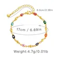 Detail showing colorful evil eye beaded chain bracelet with adjustable lobster clasp - Colorful Evil Eye Beaded Style (KB0021)