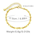 Detail of brass 18K gold bracelet with adjustable chain length and lobster clasp - Long Oval Link Chain (KB0018)