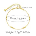 Detailed size chart for minimalist gold bead bracelet showing length and weight specifications - Four-Group Bead Chain (KB0020)