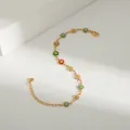 Colorful enamel daisy flower bracelet in gold finish with adjustable lobster clasp - Small Flower Bracelet / Colorful