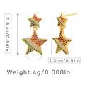 Star drop earrings with colorful zircon inlay, dimensions 2.4cm height and 1.3cm width - Overlapping Star Colorful Rhinestone Earring (KE0127)