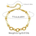 Gold-plated vintage chain bracelet showing size dimensions and weight specifications - Mixed Ring Splice Chain (KB0201)