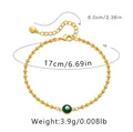 18K gold plated beaded bracelet with green evil eye charm and 6cm extension chain - Green Bead Evil Eye Style (KB0238-4)