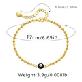 18K gold-plated Evil Eye bead bracelet with 17cm chain and 6cm extension detail - Black Bead Evil Eye Style (KB0238-6)
