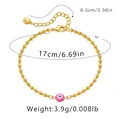 Pink evil eye beaded bracelet in 18K gold plating with 17cm length and extension chain - Pink Bead Evil Eye Style (KB0238-7)