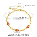 18K gold-plated Evil Eye beaded bracelet with Fatima hand charms and size details - Orange-Red Hamsa Hand Style (KB0317-1)