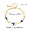18K gold-plated Evil Eye bracelet with blue Hamsa Hand charms and lobster clasp - Dark Blue Hamsa Hand Style (KB0317-3)