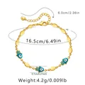 Evil Eye Hamsa Hand beaded bracelet in gold plating with dimensions 16.5cm plus 6cm extension - Lake Blue Hamsa Hand Style (KB0317-5)