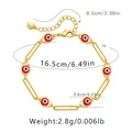 Gold-plated paperclip link bracelet with red Evil Eye beads and lobster clasp detail - Paperclip Chain Red Evil Eye (KB0363-1)