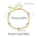 Handmade evil eye paperclip chain bracelet in 18K gold plated finish with blue beads - Paperclip Chain Blue Evil Eye (KB0363-3)