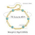 18K gold plated evil eye beaded bracelet with adjustable chain and lobster clasp - Paperclip Chain Eye Shape Link (KB0363-4)