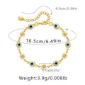 18K gold plated evil eye bracelet with blue beads and white enamel daisies for women - Blue Round Eye White Daisy (KB0364-2)