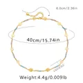 Bohemian beaded necklace with 18K gold rose pendant, adjustable 40+6cm chain - Hollow Rose Beaded Style (KN0299)