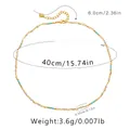 Bohemian beaded collar necklace featuring white pearls and turquoise stones on 18K gold chain - White Pearl Turquoise Style (KN0301)