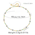 Bohemian evil eye beaded necklace with gold chain and colorful charms 15.7 inch length - White Evil Eye Style (KN0305-1)