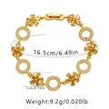 Exquisite gold leaf bracelet with yellow pear-cut stones and white zircon details - Yellow Flower Style (KB0379-4)