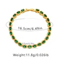 Vintage gold leaf bracelet with oval green faceted crystals and secure folding clasp - Emerald Green Tennis Chain Style (KB0375-1)
