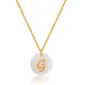 Collier en laiton doré 18 carats avec lettre G sur pendentif en nacre blanche - Style Lettre G (KN0248-G) / 18K