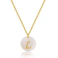 Collier en laiton plaqué or 18 carats avec pendentif lettre L en nacre élégant - Style Lettre L (KN0248-L) / 18K
