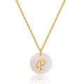 Collier plaqué or 18 carats avec pendentif en nacre et lettre P dorée élégante - Style Lettre P (KN0248-P) / 18K