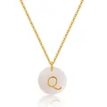 Collier en laiton plaqué or 18 carats avec pendentif perle ronde et lettre Q dorée - Style Lettre Q (KN0248-Q) / 18K
